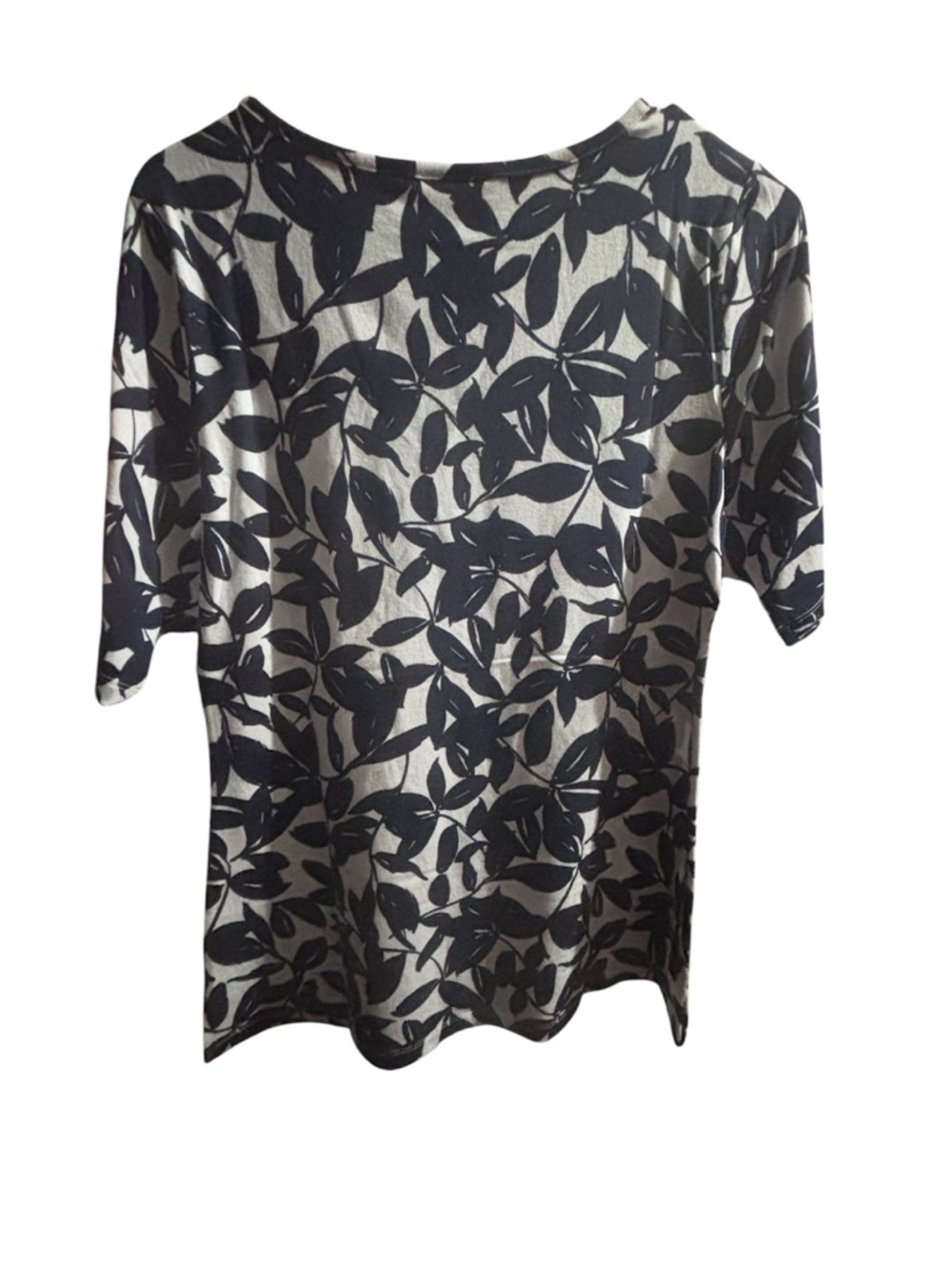 Women’s Short Sleeve Leaf Print Top – Blue & White